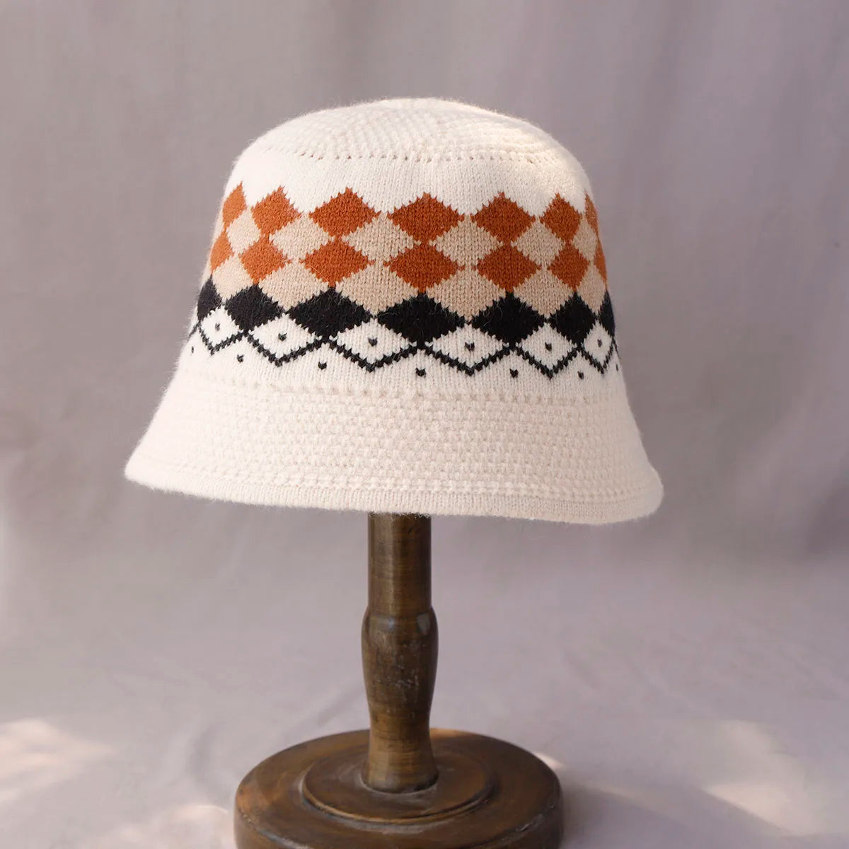 Women's Striped Wool Knitted Bucket Hat