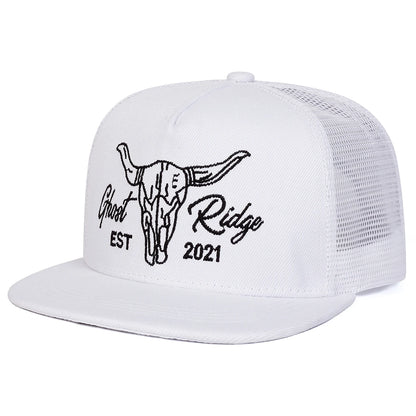 Unisex Ox Head Letter Embroidery Hip-hop Net Hats