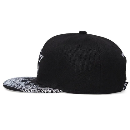 3D Star Embroidered Flat Brim Baseball Cap