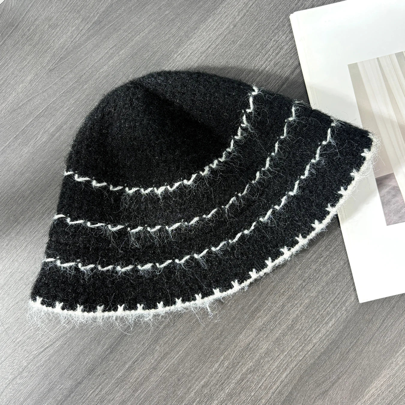 Plush Striped Winter Bucket Hat