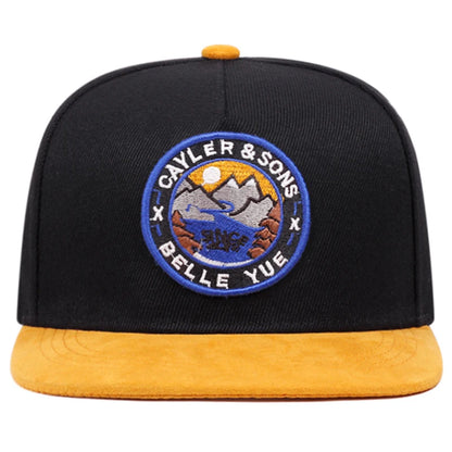 Belle Yue Sunset Embroidery Flat Brim Cap