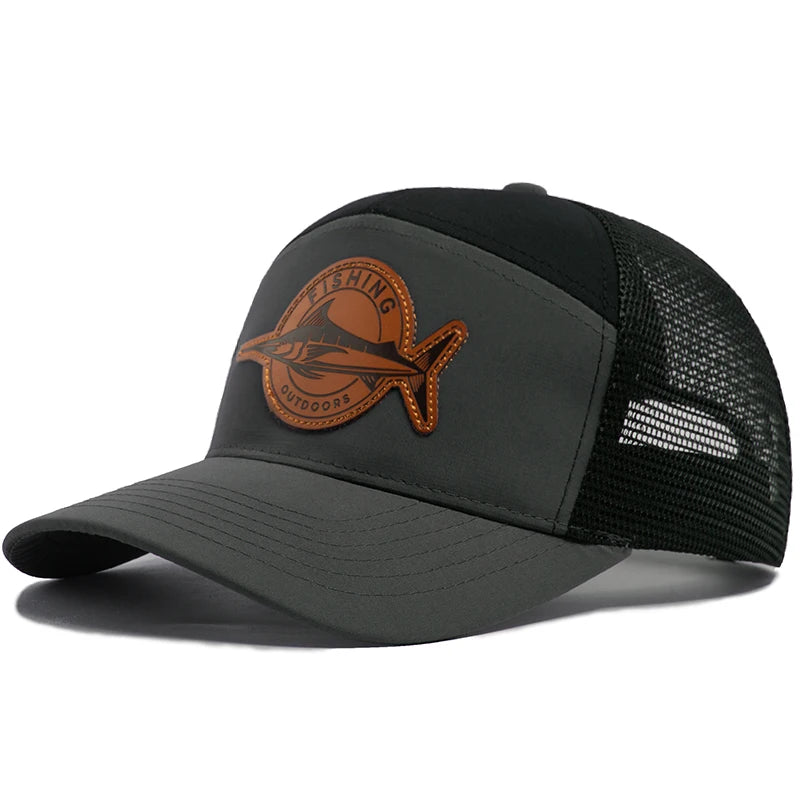 Shark Leather Trucker Mesh Baseball Cap