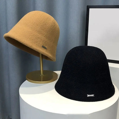 Retro Plush Woolen Warm Bucket Hat
