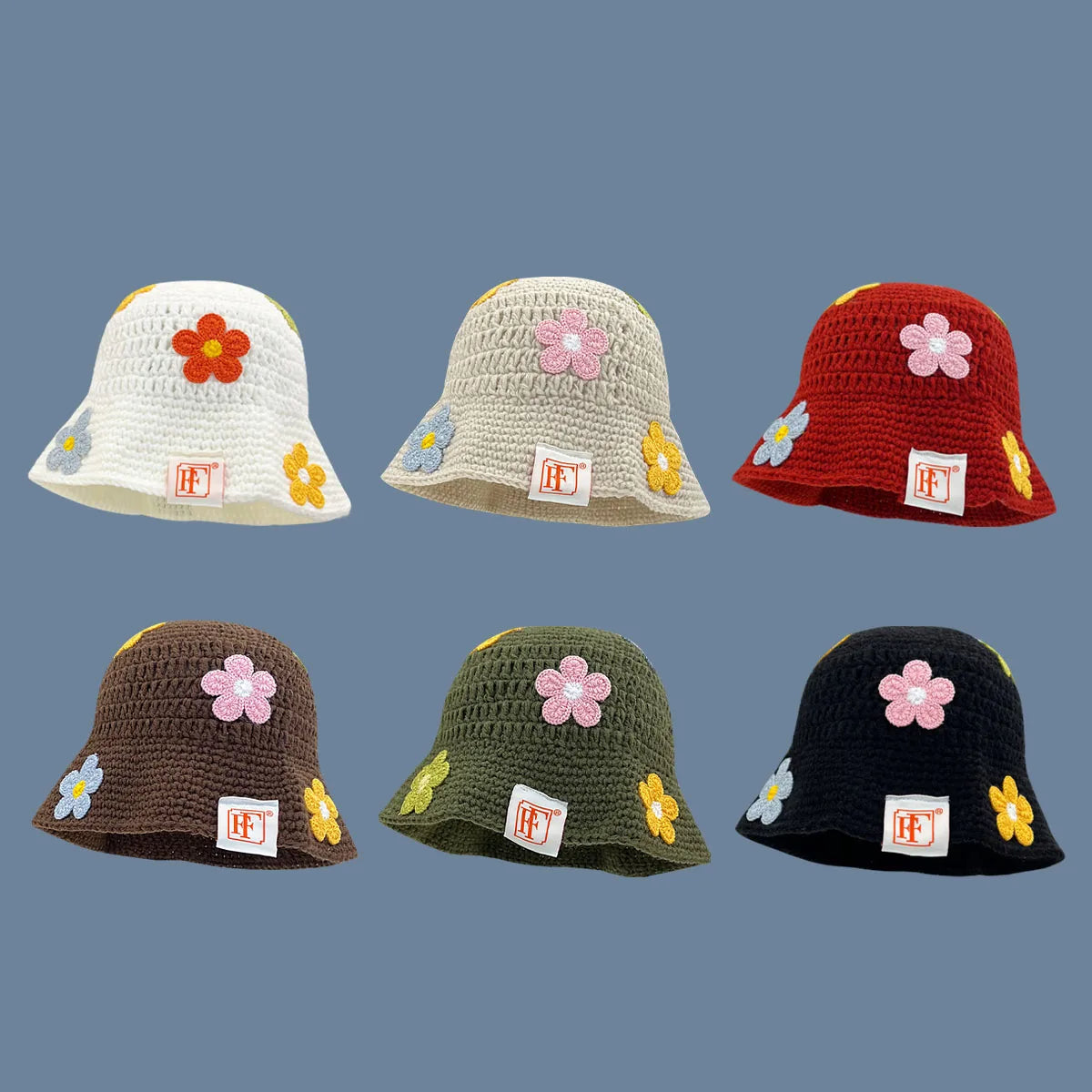 Women’s Colorful Gradient Crochet Knit Bucket Hat