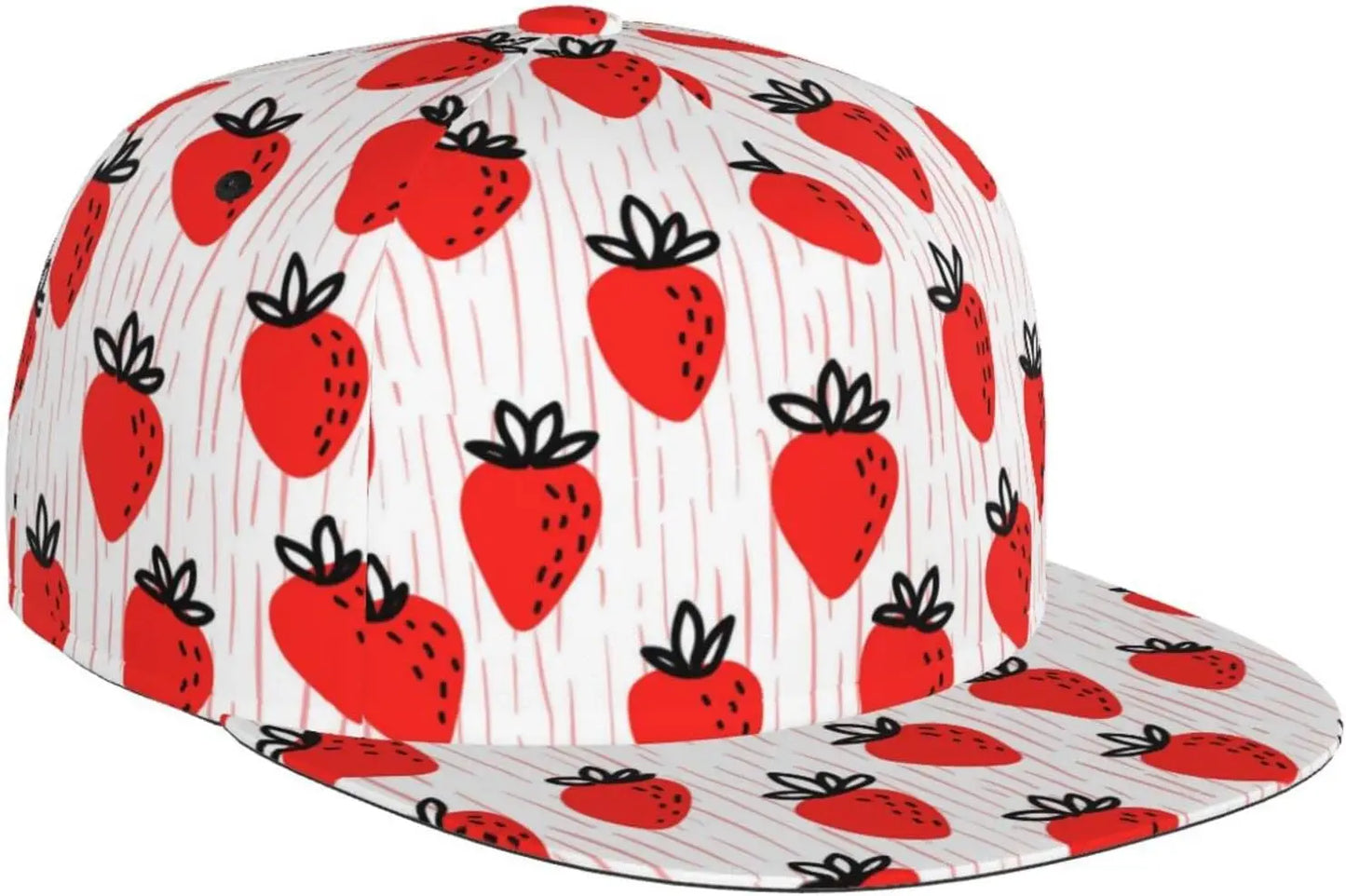 Cute Strawberry Flat Brim Snapback Cap