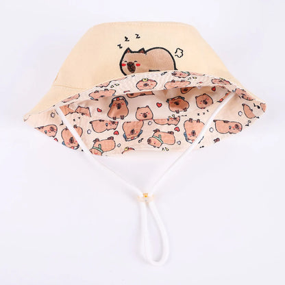 Cartoon Embroidered Reversible Kids Summer Bucket Hat
