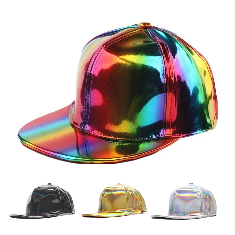 Fashion PU Rainbow Color Changing Hiphop Baseball Cap