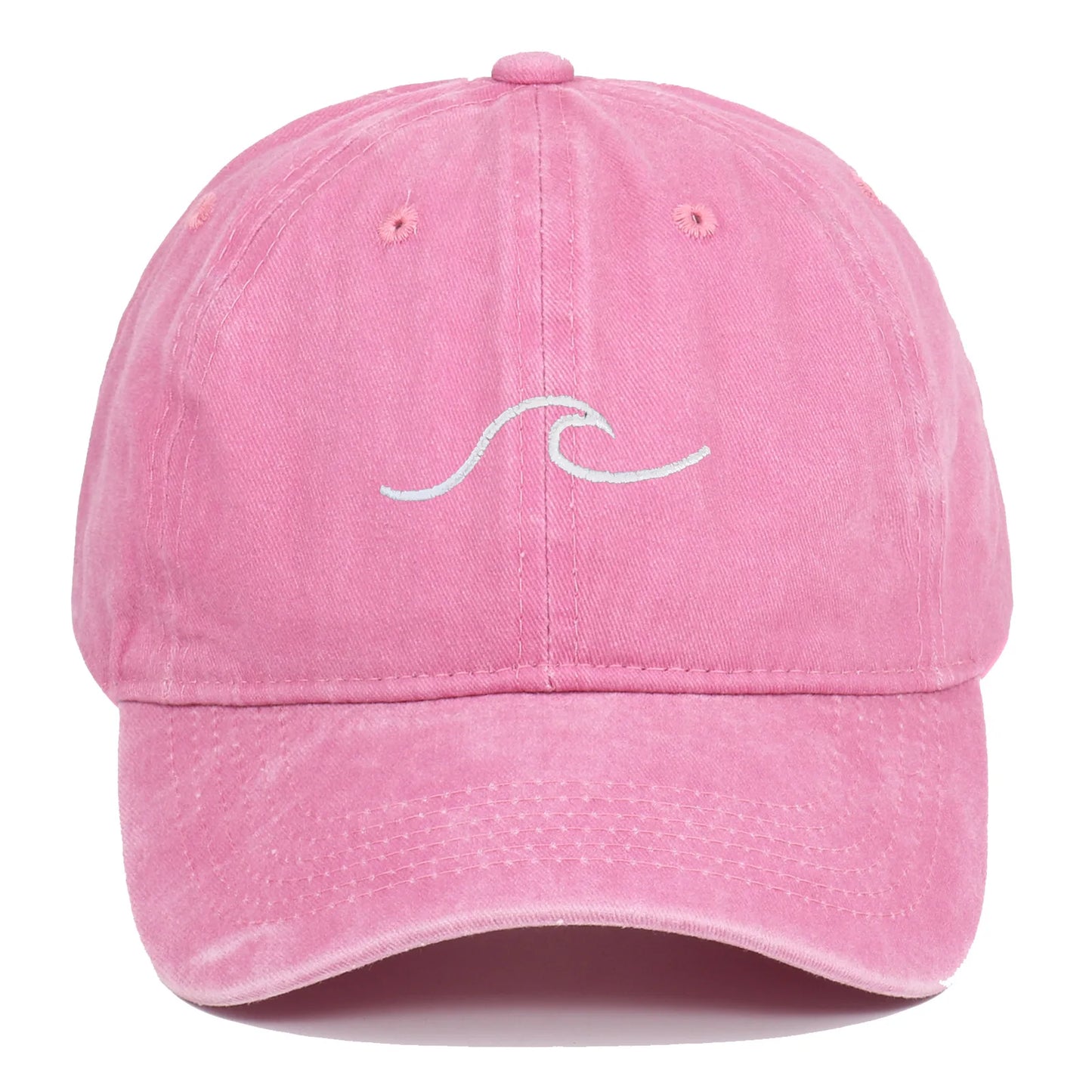 Wave Pattern Embroidered Retro Washed Baseball Cap