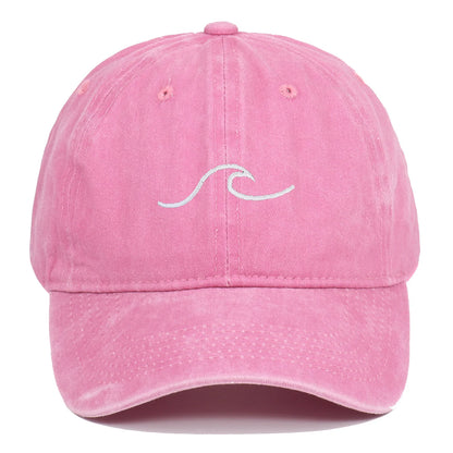 Wave Pattern Embroidered Retro Washed Baseball Cap