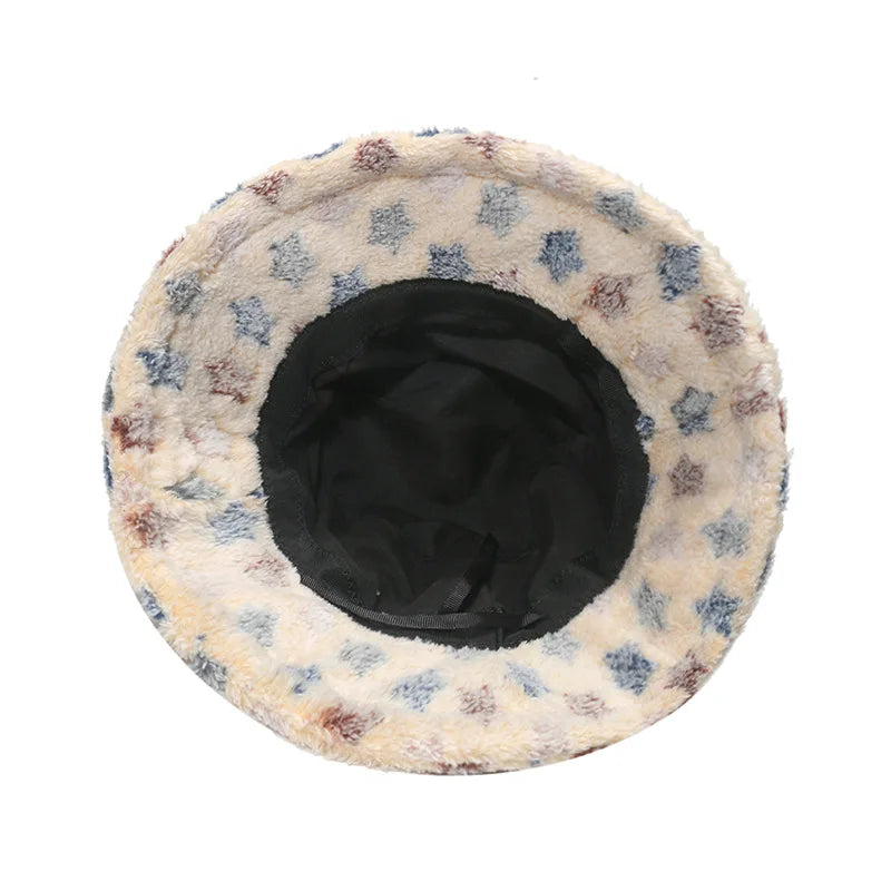 Women Butterfly Fleece Winter Bucket Hat