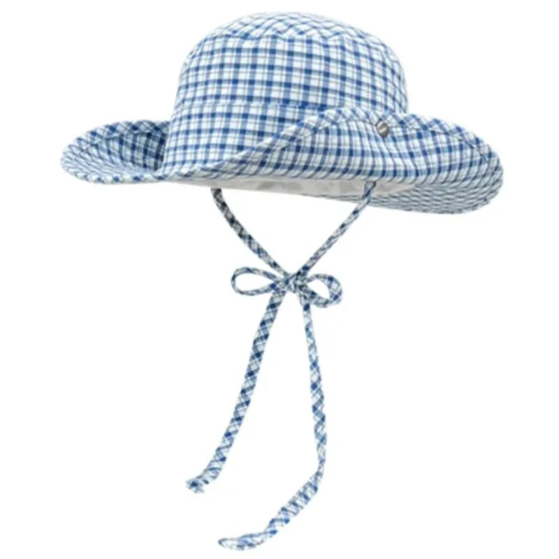 Ins Retro Red Plaid Big Brim Bucket Hat