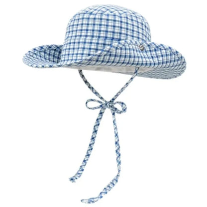 Ins Retro Red Plaid Big Brim Bucket Hat