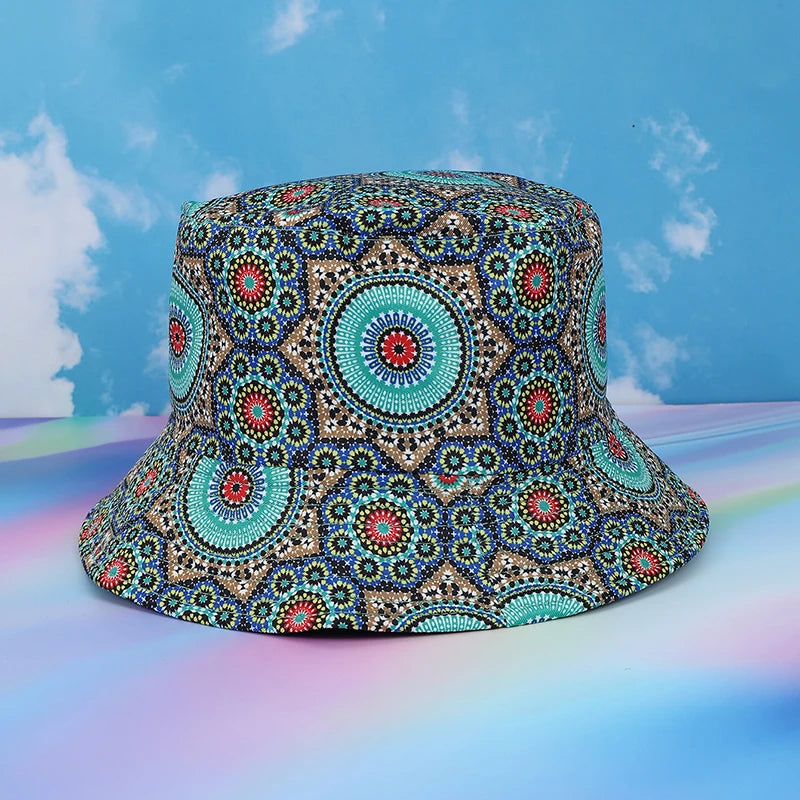 Retro Geometric Graffiti Reversible Bucket Hat