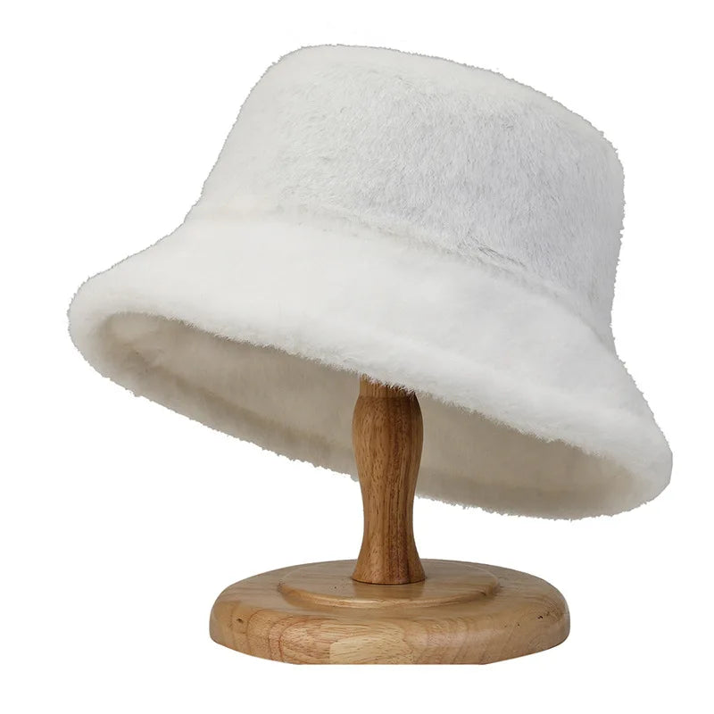 Warm Thick Solid Color Women's Bucket Hat