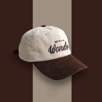 Corduroy Hat Wonder Embroidery Patchwork Colours Baseball Cap