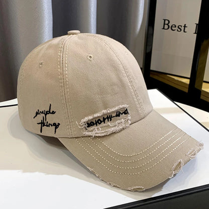 Unisex Korean Trend Distressed Embroidered Baseball Cap