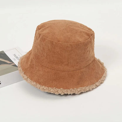 Double Sided Corduroy Plush Bucket Hat