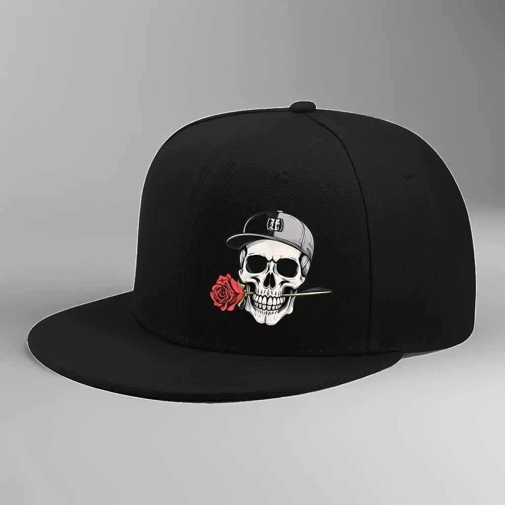 Unisex Skull Rose Vintage Hip Hop Snapback Cap