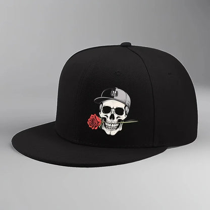 Unisex Skull Rose Vintage Hip Hop Snapback Cap