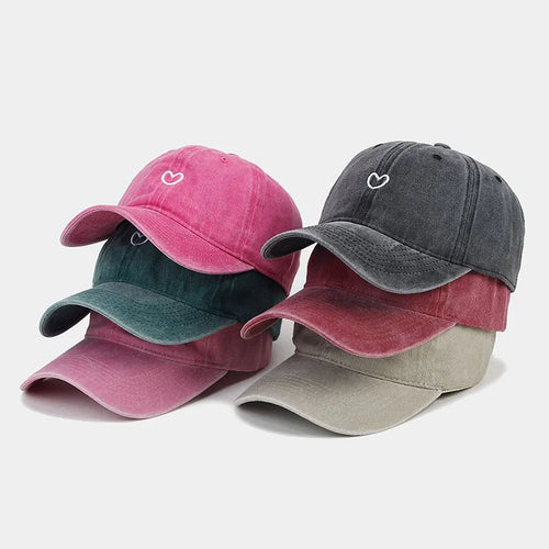 Washed Cotton Love Embroidery Retro Baseball Cap
