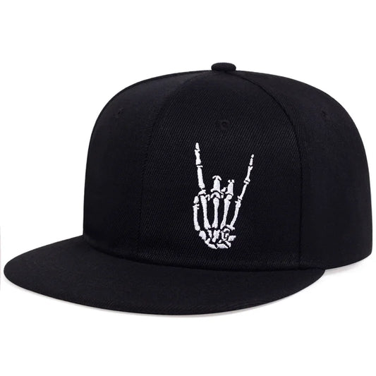 Unisex Skeleton Hand Embroidered Hip Hop Snapback Cap