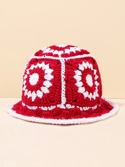 Handmade Vintage Geometric Crochet Bucket Hat