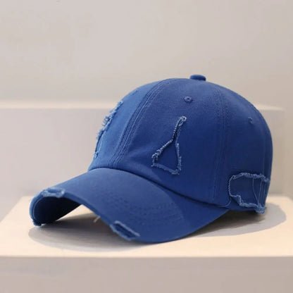 Trendy Worn Hole Letter Streetwear Baseball Cap