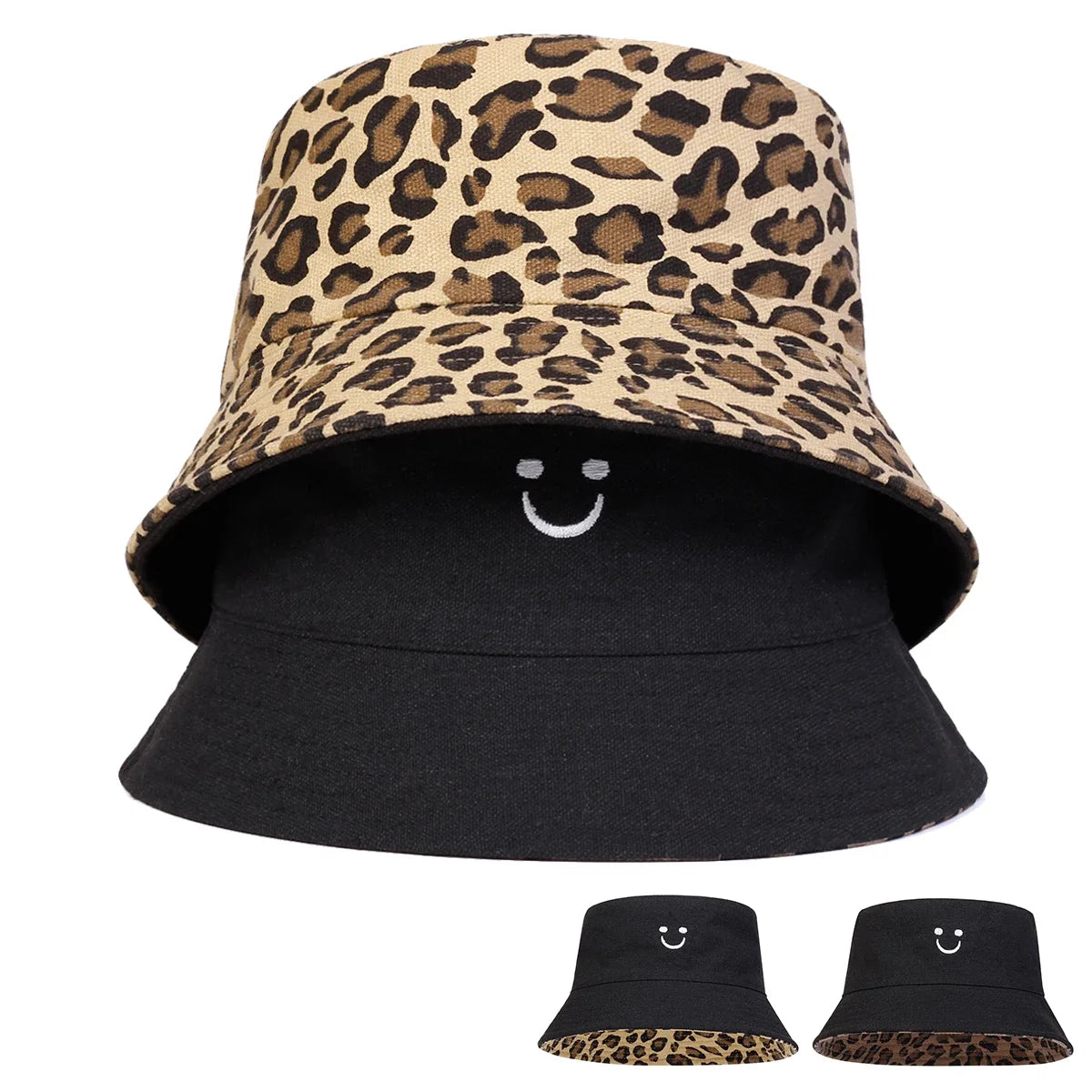 Smiling Leopard Double-Sided Bucket Hat