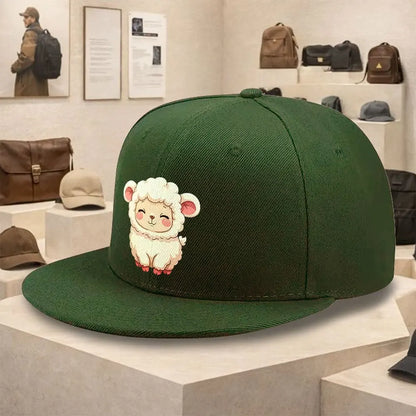 Cute Cartoon Lamb Flat Brim Snapback Cap