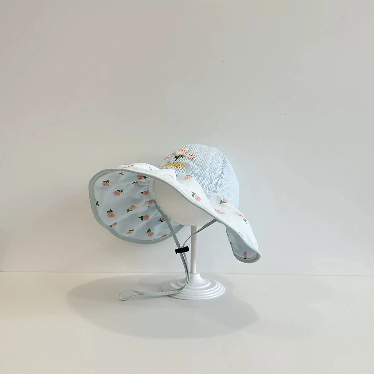 Floral Mesh Wide Brim Sun Hat