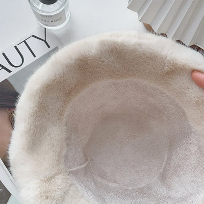 Fluffy Faux Fur Winter Bucket Hat