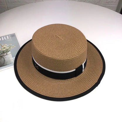 Women Flat Top Straw Sun Hat