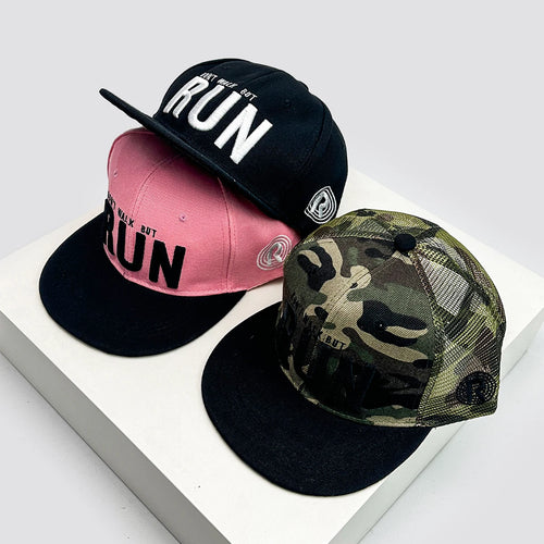 RUN Letter Color Block Snapback Cap