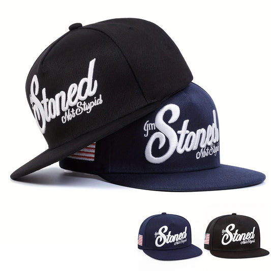 Unisex Stoned Letter Embroidery Hip Hop Snapback Cap