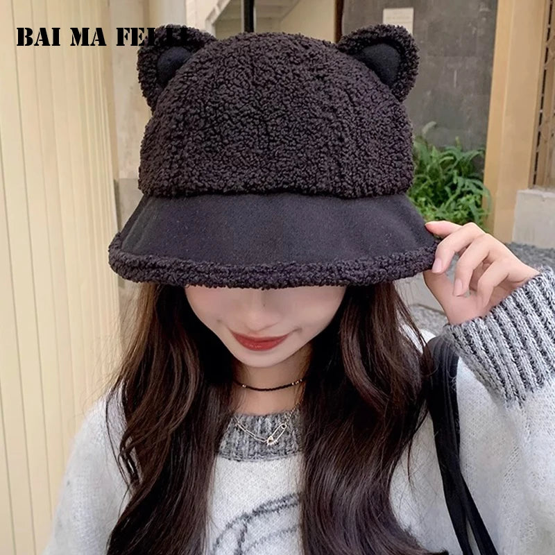 Cute Fluffy Faux Fur Winter Bucket Hat