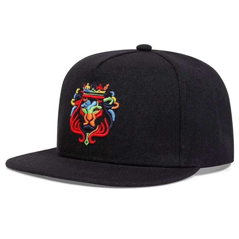 Lion Crown Embroidery Snapback Cap