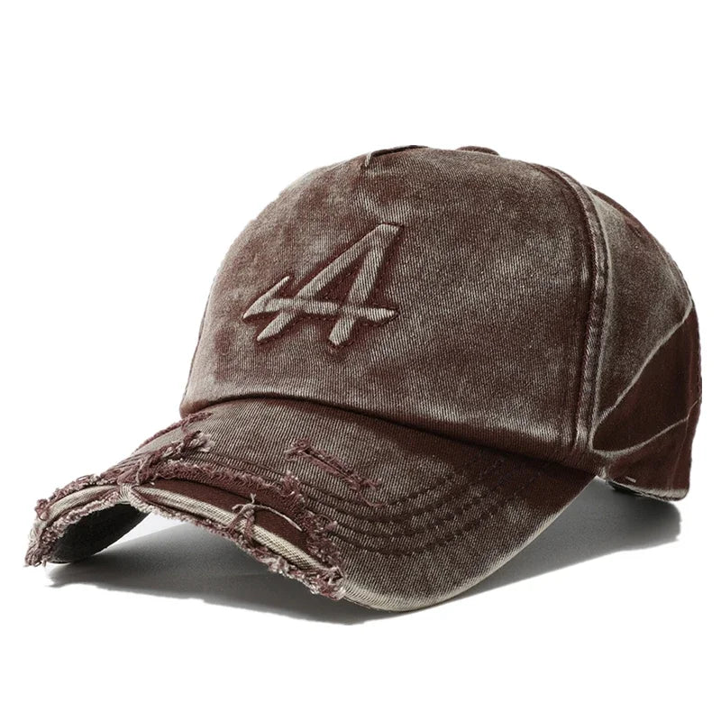Letter-A Embroidered Washed Cotton Baseball Cap