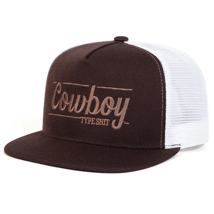 Unisex Cowboy Letter Embroidery Mesh Snapback Cap