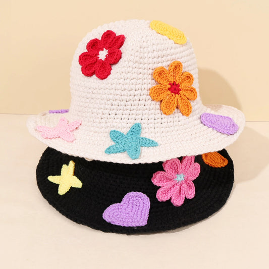 Vintage Flower Knitted Hollow Bucket Hat