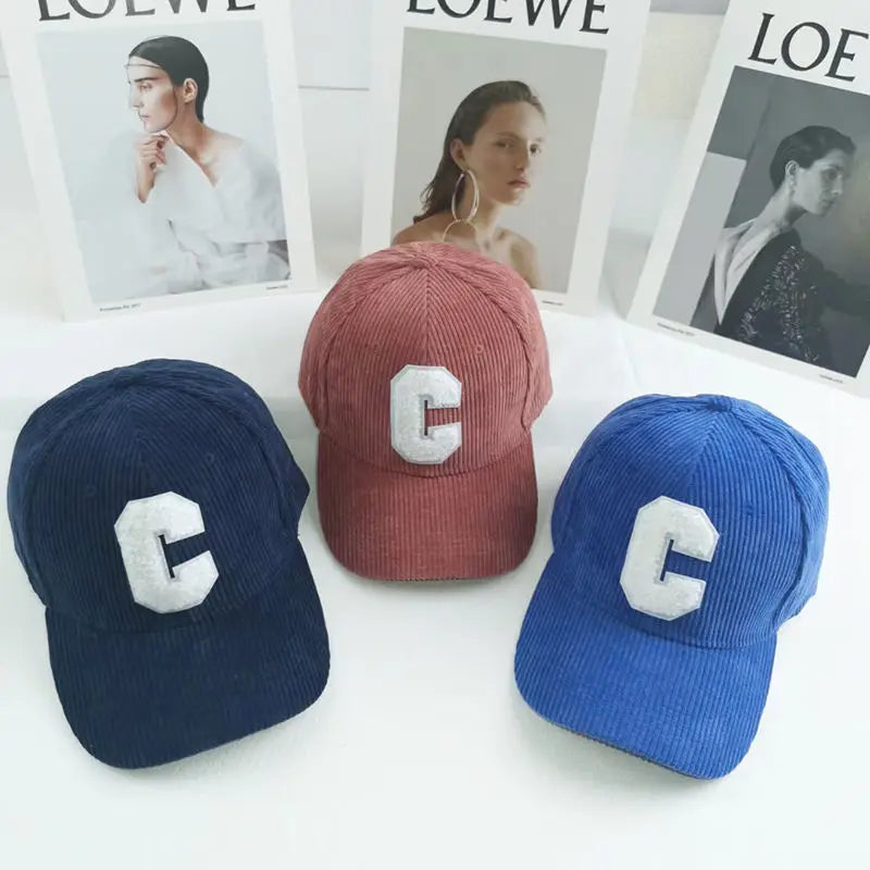 Corduroy C Letter Baseball Cap