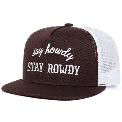Unisex Stay Rowdy Embroidery Hip-hop Net Hats