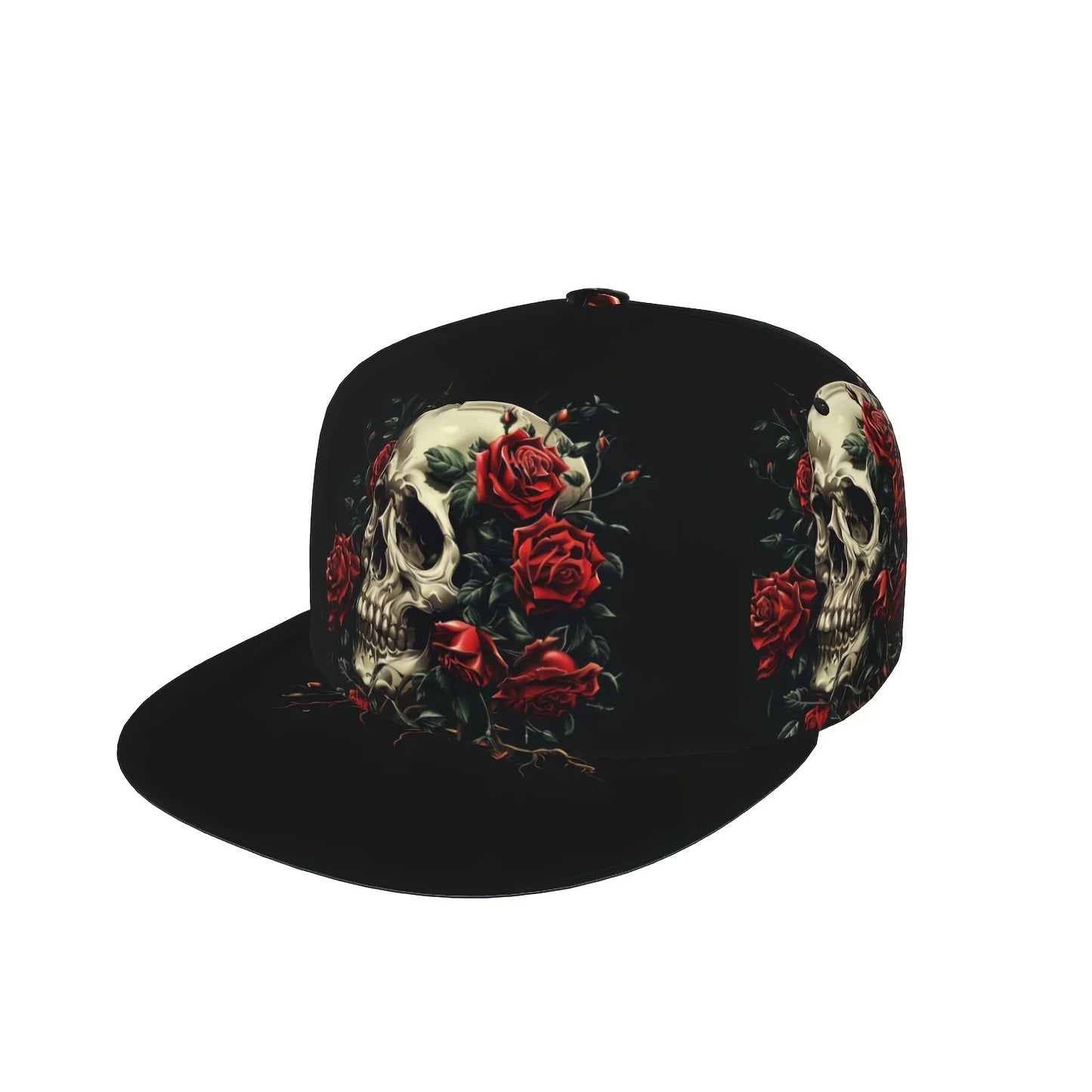 Gothic Rose Skull Hip Hop Snapback Cap