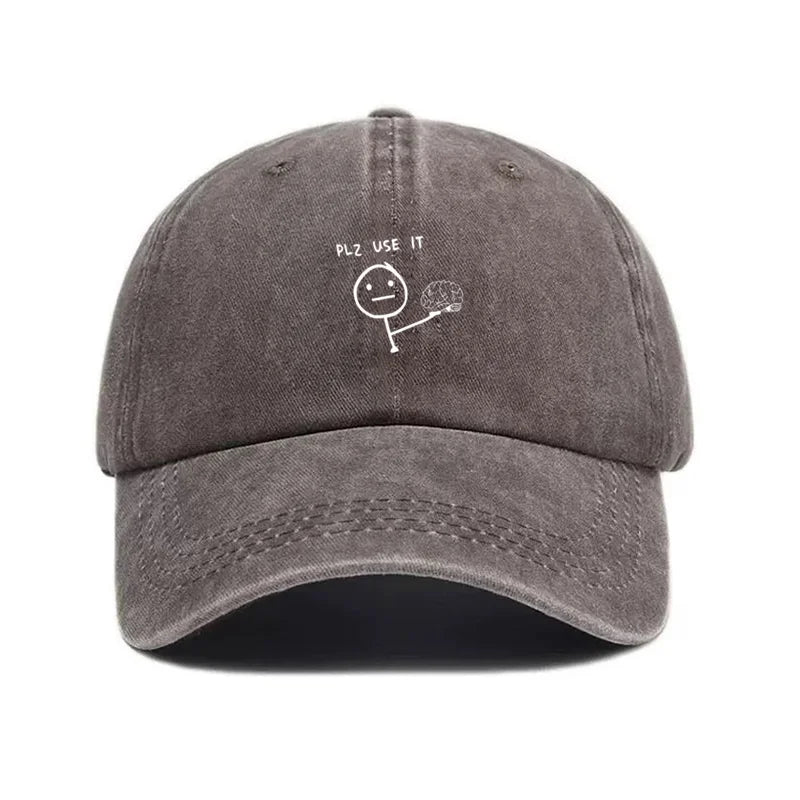 Funny Figure Vintage Washed Cotton Creative Thinking Baseball Cap