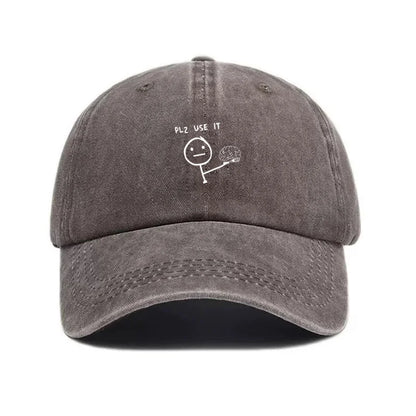 Funny Figure Vintage Washed Cotton Creative Thinking Baseball Cap