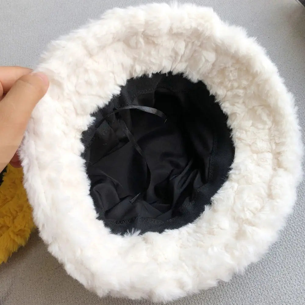 Faux Fur Fluffy Bucket Hat Women