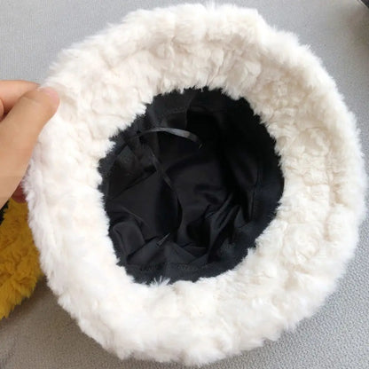 Faux Fur Fluffy Bucket Hat Women