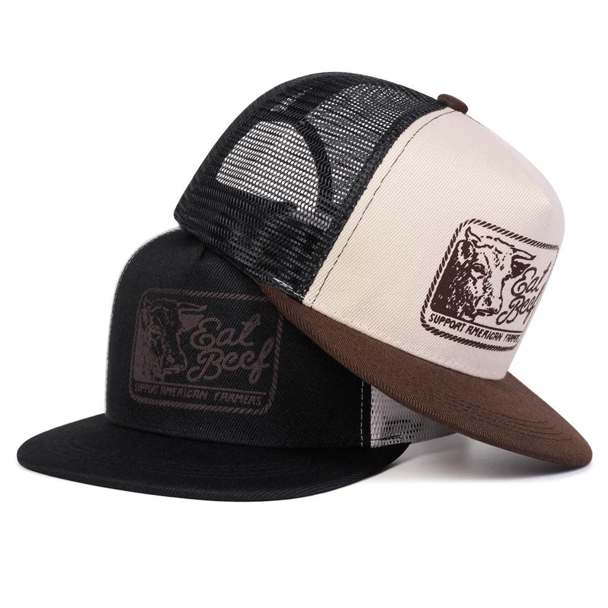Unisex EAT BEEF Letter Embroidery Hip-hop Net Hats