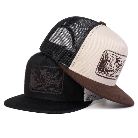 Unisex EAT BEEF Letter Embroidery Hip-hop Net Hats