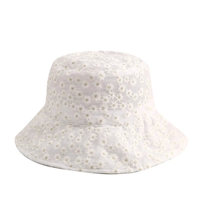Panama Lace Transparent Flower Korean Beach Bucket Hat