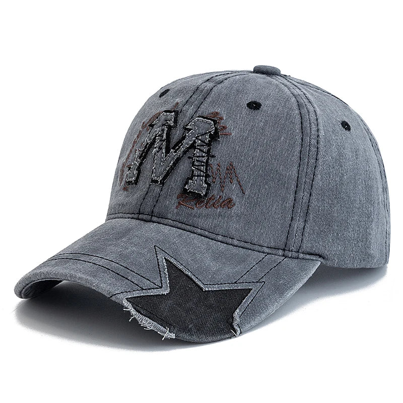 Retro M Letter Embroidery Baseball Cap Unisex